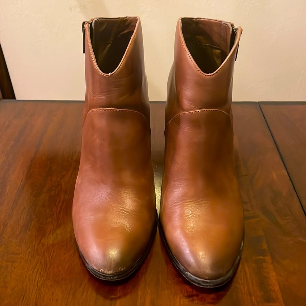 Gently used Vince Camuto zip up brown leather booties - Women's 8M.